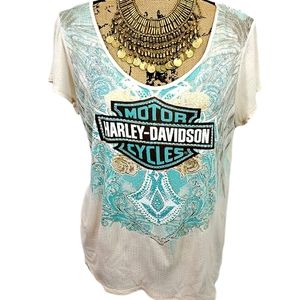 Harley Davidson bling Crochet neckline blo…